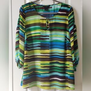Investments/Investments II Long Sleeve Striped Blouse – Size 1X, EUC